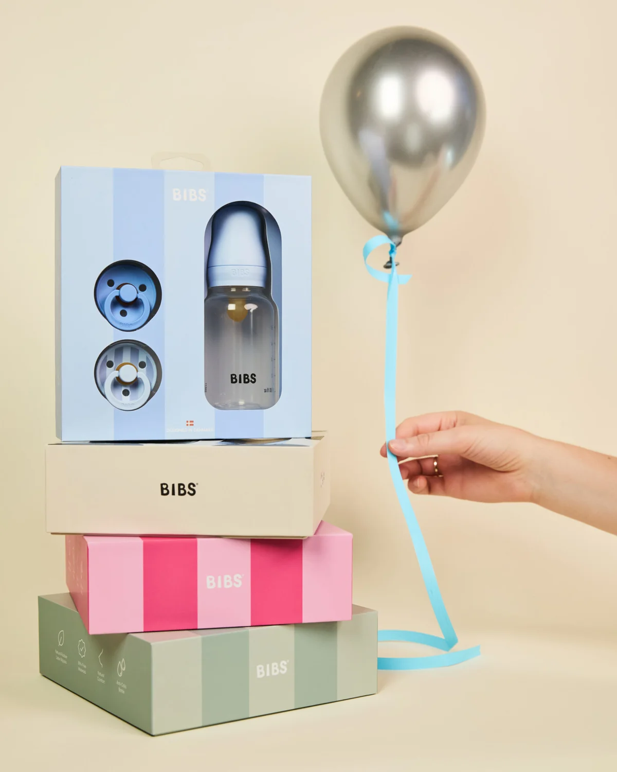 BIBS POKLON SET SPRINKLE DUDE+BOČICA,BABY BLUE