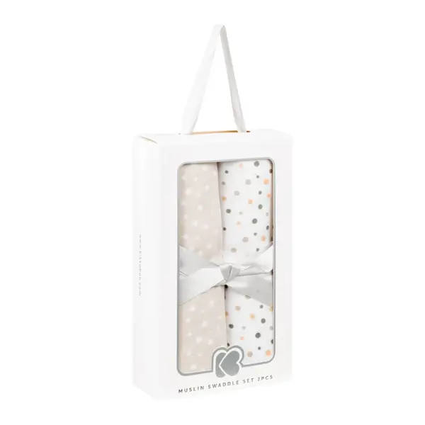 KIKKA BOO MUSLIN SET ZA POVIJANJE 2KOM 80/80CM,DOTS BEIGE