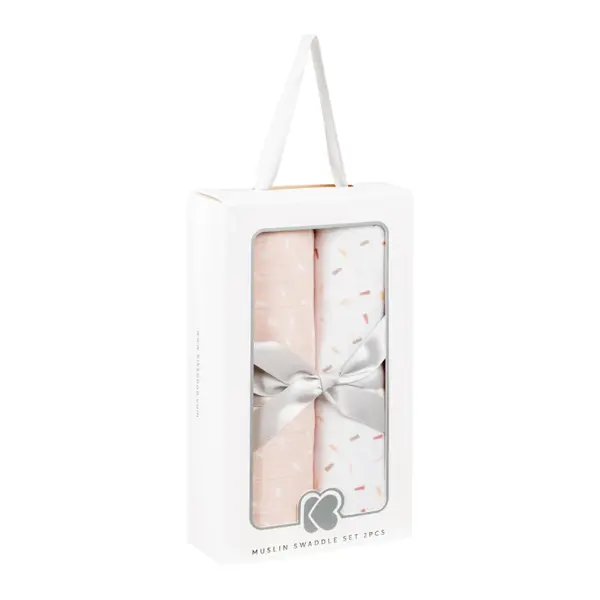 KIKKA BOO MUSLIN SET ZA POVIJANJE 2KOM 80/80CM,CONFETTI PINK