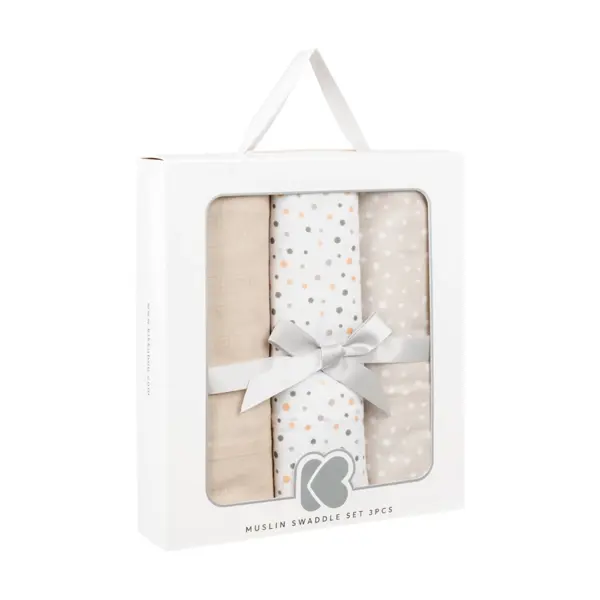 KIKKA BOO SET ZA POVIJANJE 3KOM 80/80CM,DOTS BEIGE
