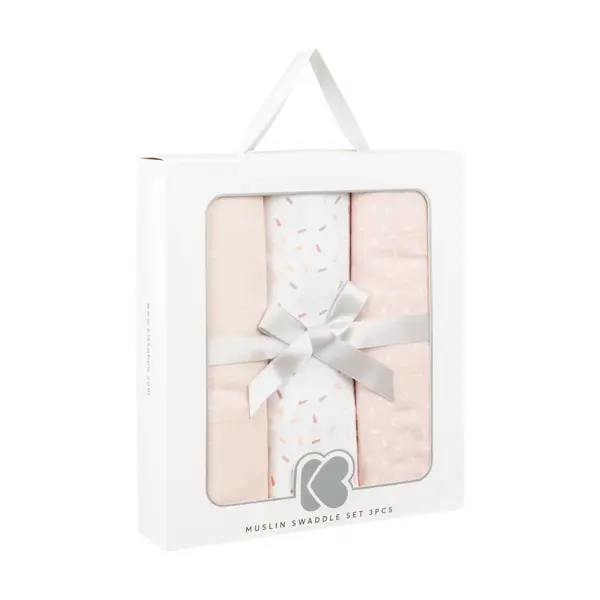 KIKKA BOO MUSLIN SET ZA POVIJANJE 3KOM 80/80CM,CONFETTI PINK