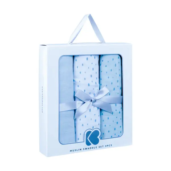 KIKKA BOO MUSLIN SET ZA POVIJANJE 3KOM 80/80CM,DOTS BLUE