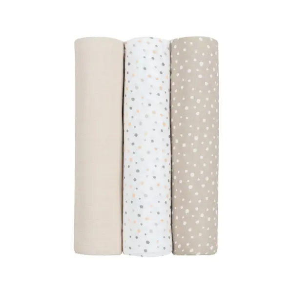 KIKKA BOO MUSLIN SET ZA POVIJANJE 3KOM 100/100CM,DOTS BEIGE