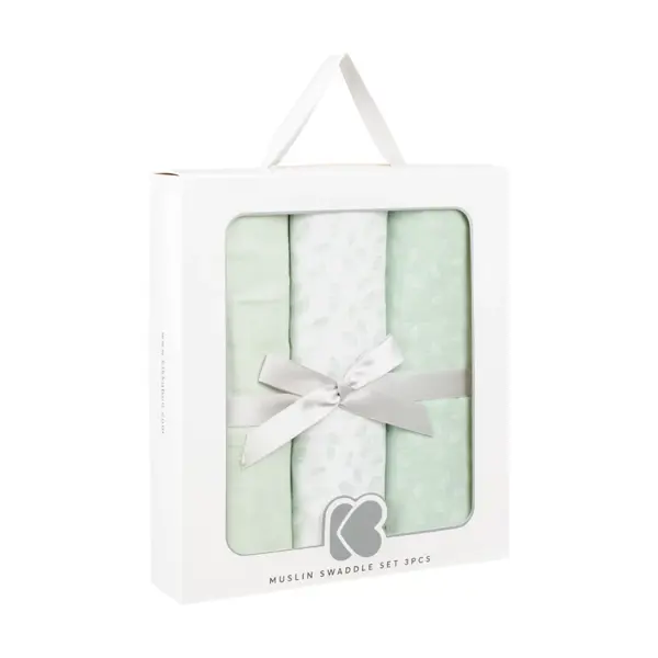 KIKKA BOO MUSLIN SET ZA POVIJANJE 3KOM 100/100CM,LEAVES MINT