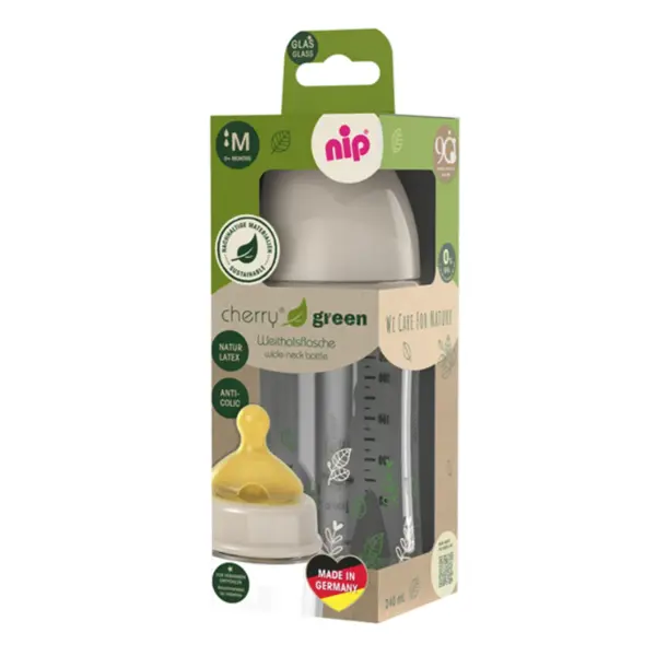 NIP STAKLENA BOCA ŠIROKOG GRLA,CHERRY GREEN GIRL,BEIGE,240ML