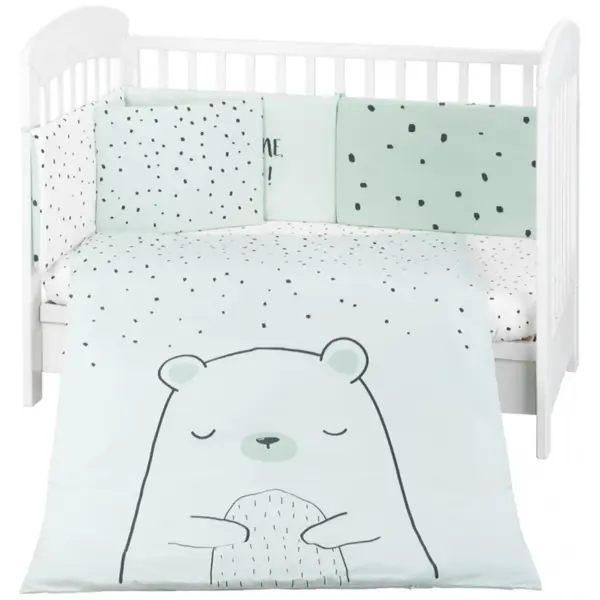 KIKKA BOO POSTELJINA SET 6KOM 60/120,BEAR WITH ME MINT