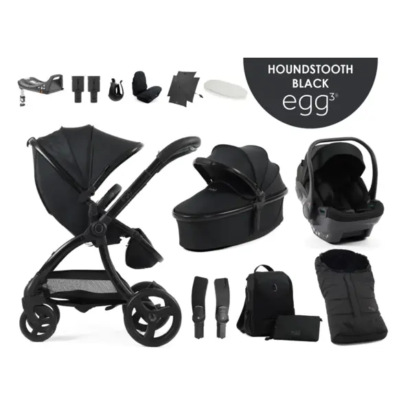 egg3® dječja kolica 12u1 - Special Edition Houndstooth Black