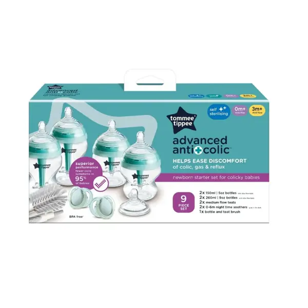 TOMMEE TIPPEE ANTI-COLIC SET BOČICA,4 BOČICE,2 SISAČA,DUDA,ČETKA