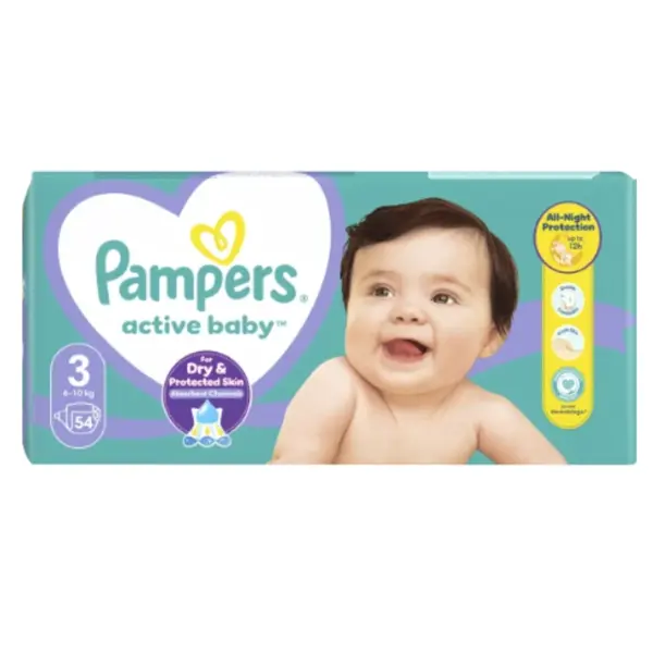 PAMPERS ACTIVE BABY PELENE VEL.3(6-10KG) 54KOM