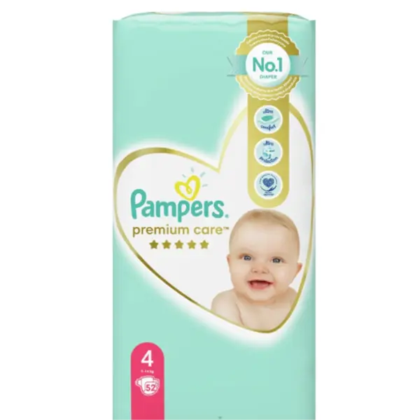 PAMPERS PREMIUM CARE PELENE VEL.4(9-14KG)52KOM