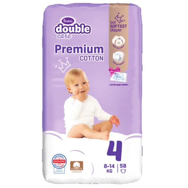 VIOLETA DOUBLE CARE COTTON PREMIUM PELENE VEL.4(8-14KG)58KOM