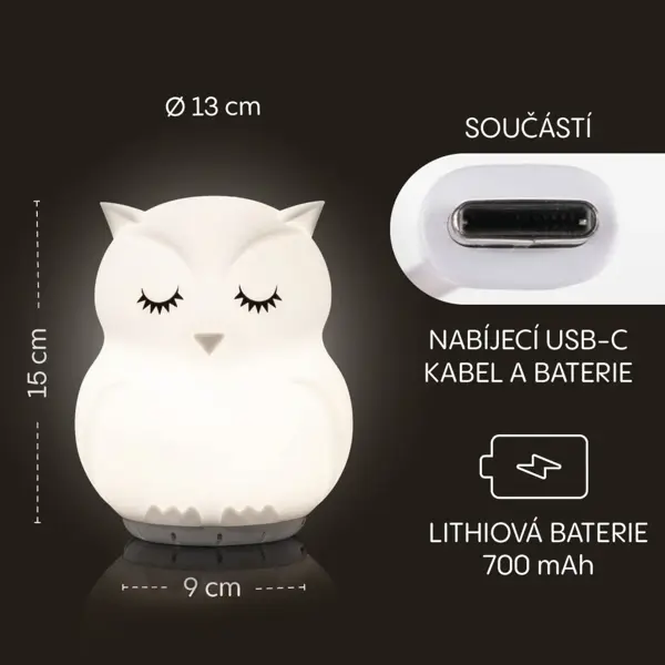 ZOPA SILIKONSKA LED LAMPA SA GLAZBOM,VEL.L,RABBIT