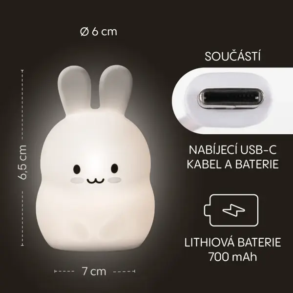 ZOPA SILIKONSKA LED LAMPA VEL.M,RABBIT