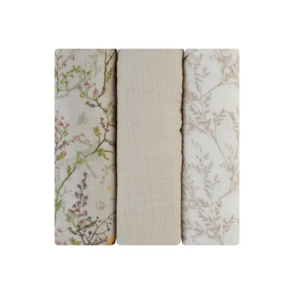 KIKKA BOO MUSLIN PELENE,SET 3 KOM,100X100CM,SECRERT GARDEN 