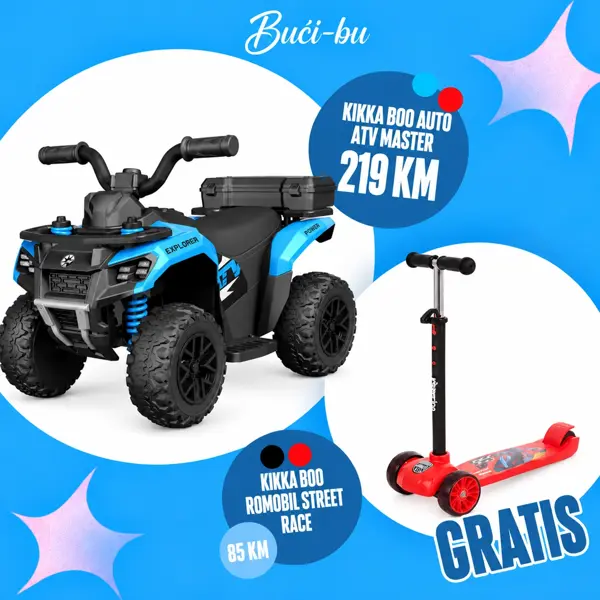 KIKKA BOO AUTO ATV MASTER 6V4.5AH,BLUE+GRATIS KIKKA BOO ROMOBIL STREET RACE