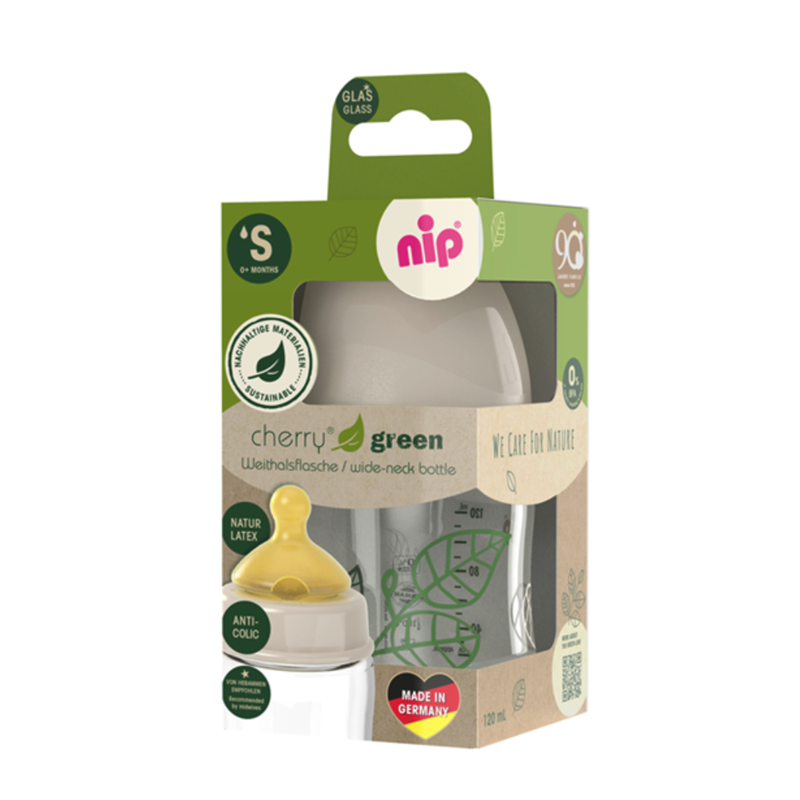 NIP STAKLENA BOCA ŠIROKOG GRLA,CHERRY GREEN GIRL,BEIGE,120ML
