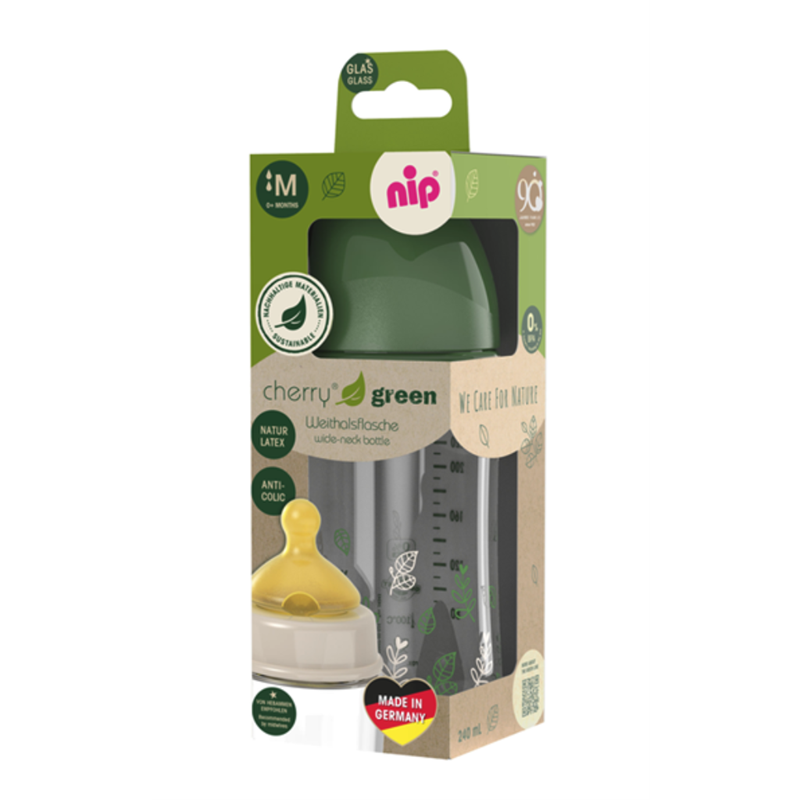 NIP STAKLENA BOCA ŠIROKOG GRLA,CHERRY GREEN BOY,GREEN,240ML