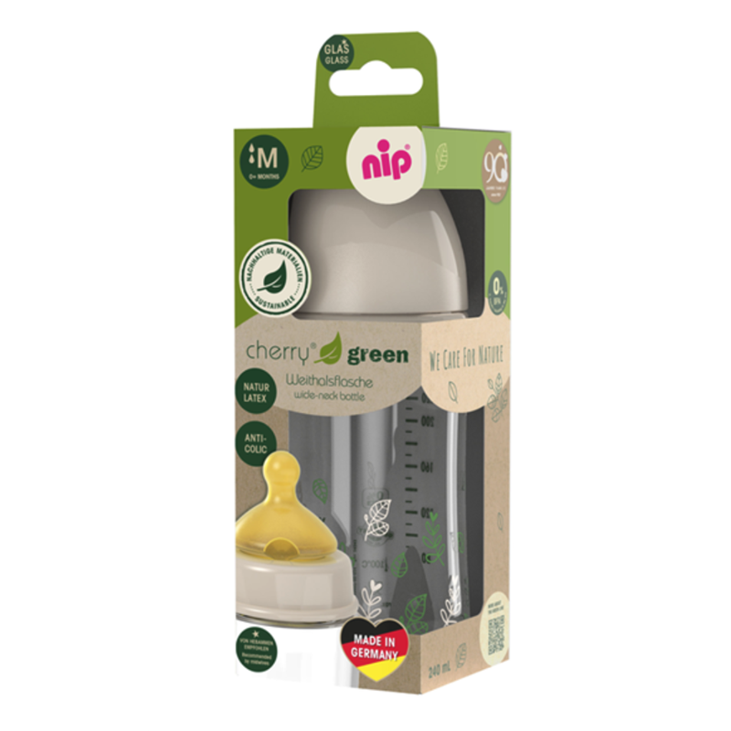 NIP STAKLENA BOCA ŠIROKOG GRLA,CHERRY GREEN GIRL,BEIGE,240ML