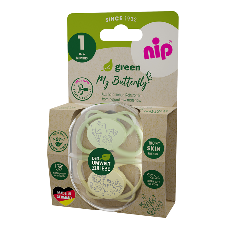 NIP DUDA MY BUTTERFLY GREEN,SILIK.,VEL.1, 0-6MJ