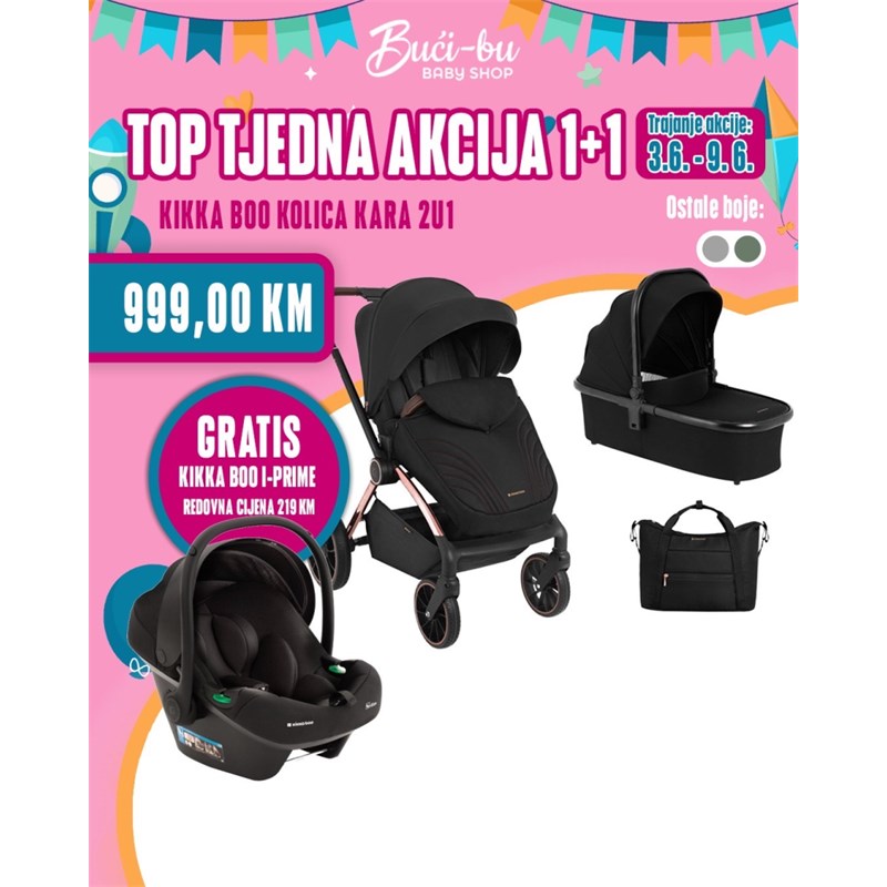 KIKKA BOO KOLICA KARA 2U1,BLACK+KIKKA BOO I-PRIME I-SIZE AUTOSJEDALICA (219KM) GRATIS