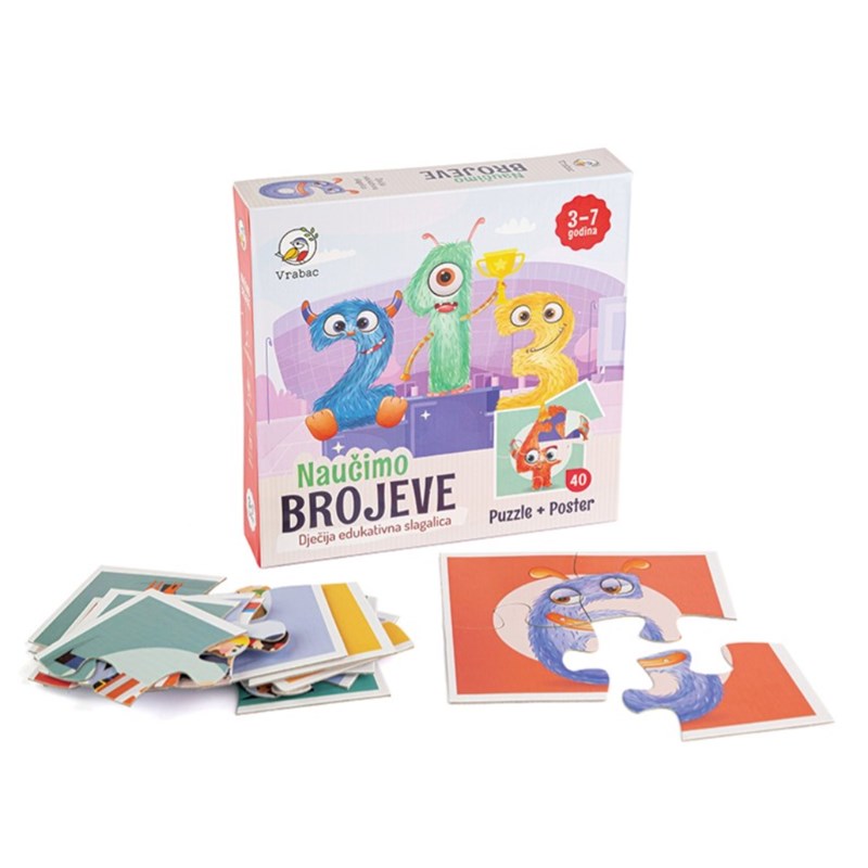 PUZZLE FUN 40,UČIMO BROJEVE,VRABAC