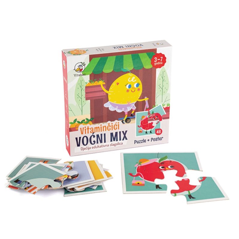 PUZZLE FUN 48,VOĆNI MIX 12 SLIKA,VRABAC