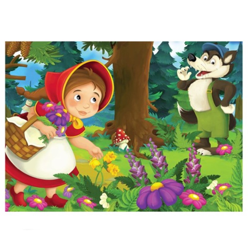 PUZZLE FUN 63,42X29CM CRVENKAPICA,VRABAC