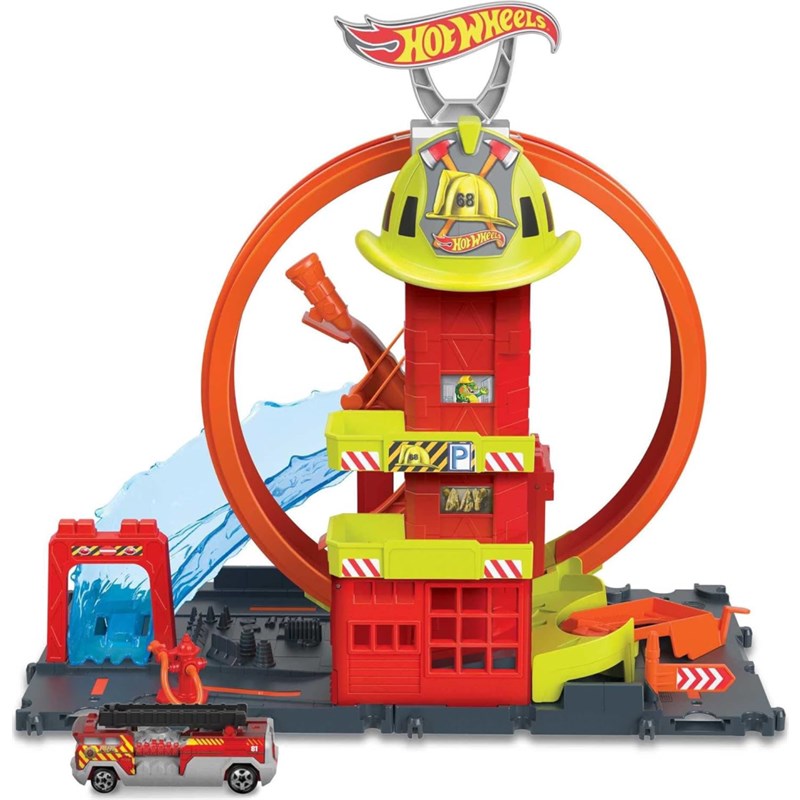 HOT WHEELS SUPER LOOP FIRE STATION 