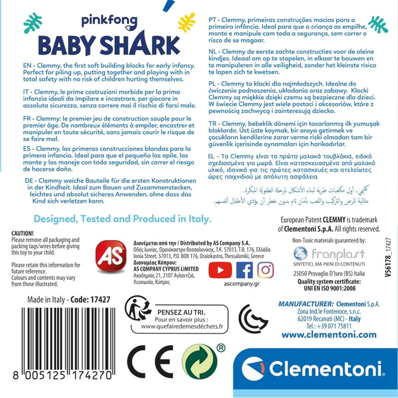 CLEMENTONI CLEMMY MALE KOCKICE BABY SHARK