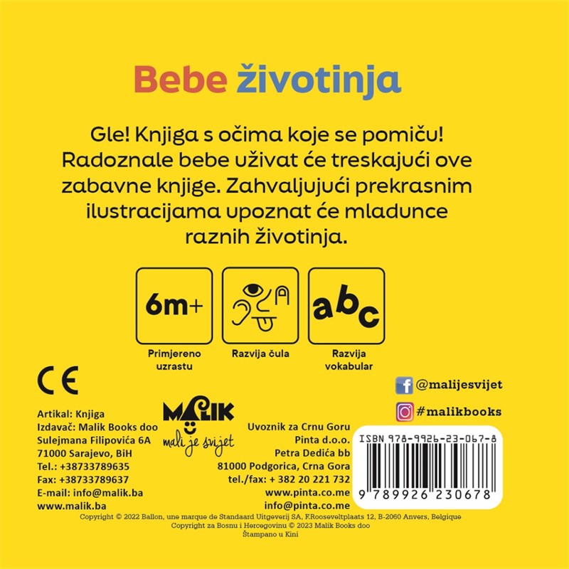 KNJIGA SA OČIMA-BEBE ŽIVOTINJA MB.