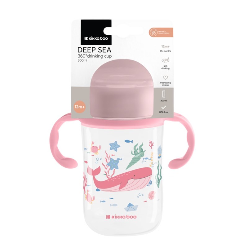 KIKKA BOO ČAŠA ZA PIĆE 360,300ML DEEP SEA PINK