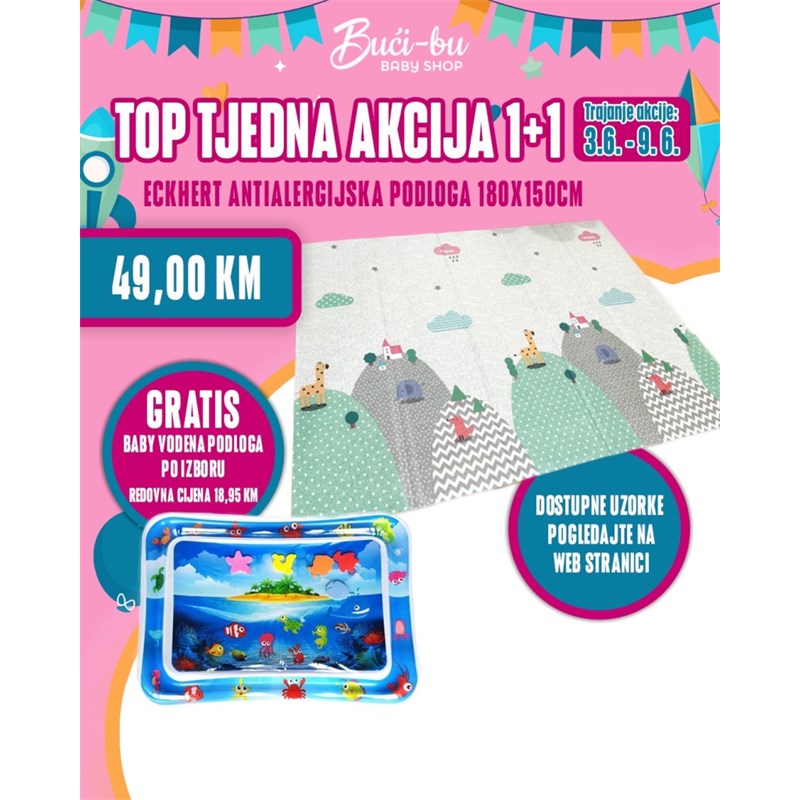 ECKHERT ANTIALERGIJSKA PODLOGA 180X150X1CM 61611+BABY VODENA PODLOGA (18.95KM) GRATIS
