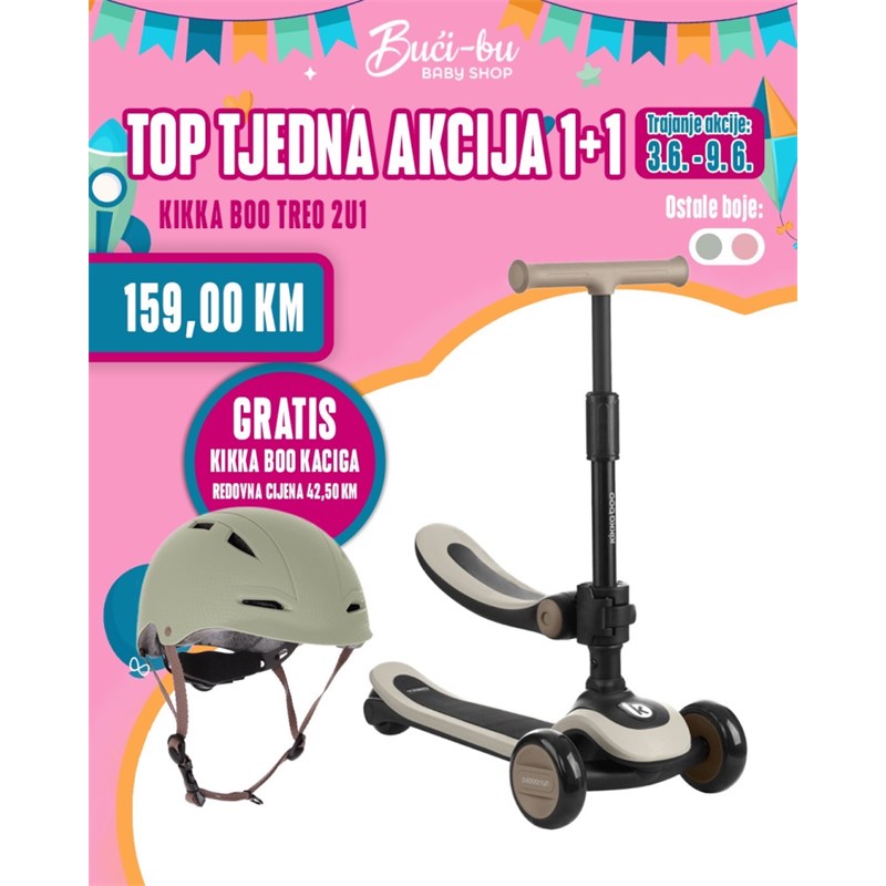KIKKA BOO ROMOBIL TREO 2U1,BEIGE+KIKKA BOO KACIGA (42.50KM )GRATIS