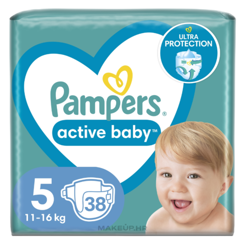 PAMPERS ACTIVE BABY PELENE VEL.5(11-16KG)38KOM