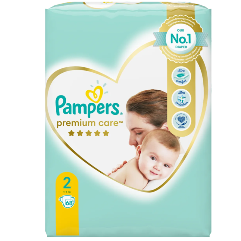 PAMPERS PREMIUM CARE PELENE VEL.2(4-8KG)68KOM