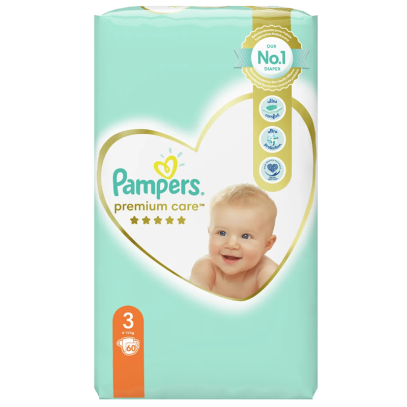 PAMPERS PREMIUM CARE PELENE VEL.3(6-10KG)60KOM