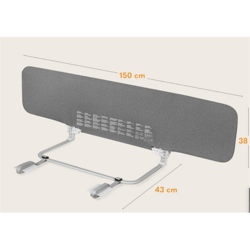 LIONELO LORA XL ZASTITNA OGRADA ZA KREVET GRAY STONE 150X45C
