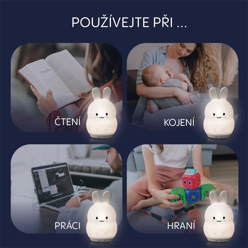 ZOPA SILIKONSKA LED LAMPA SA GLAZBOM,VEL.L,RABBIT