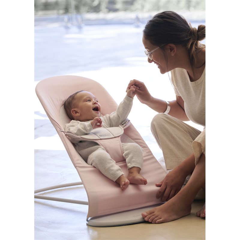 BABYBJORN BALANCE SOFT WOVEN/JERSEY LEŽALJKA, LIGHT PINK-GREY