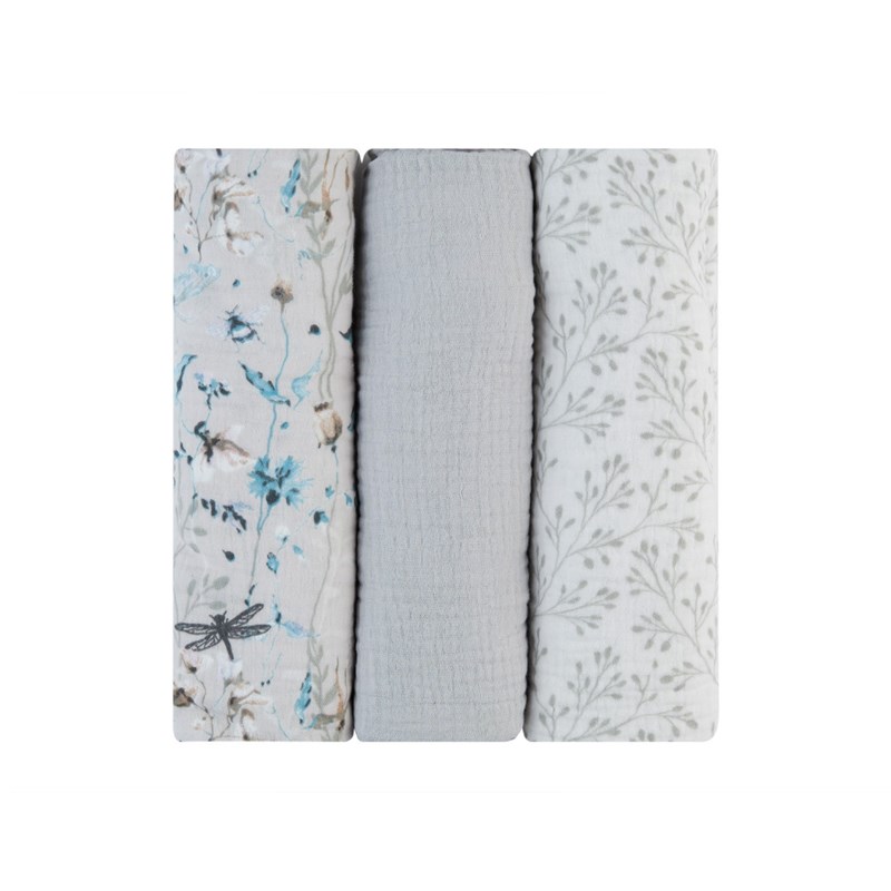 KIKKA BOO MUSLIN PELENE,SET 3 KOM,100X100CM,DREAMY FIELDS GR